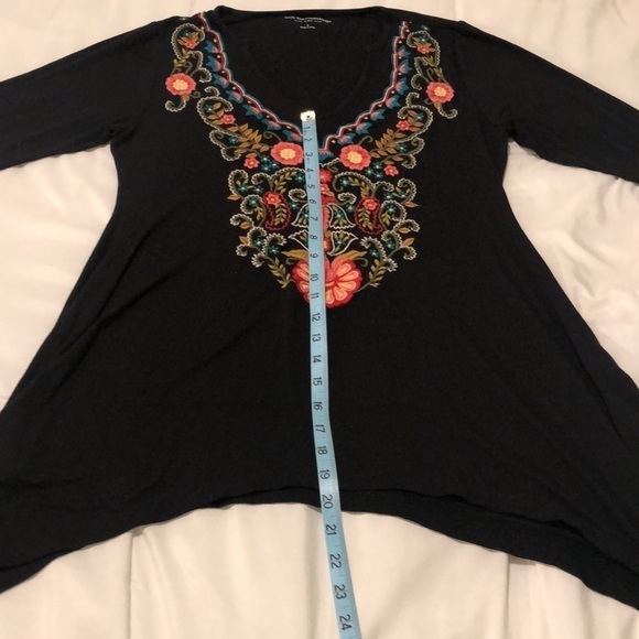 Soft Surroundings embroidered black long top - Picture 4 of 8